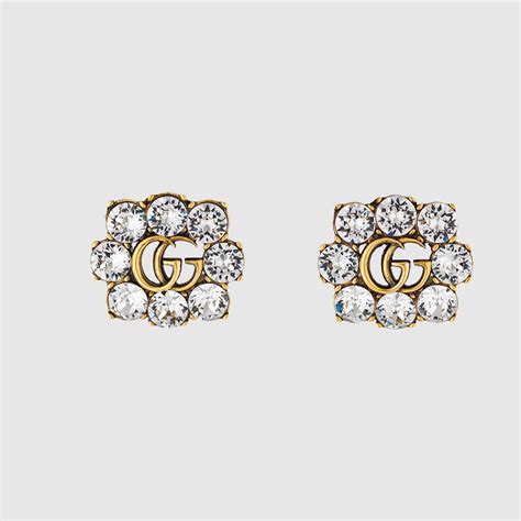 gucci crystal double g earrings